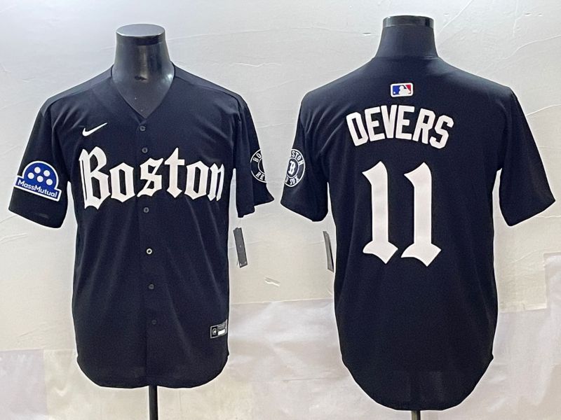 Men 2025 Boston Red Sox 11 Devers Black Five generations Joint Name Nike MLB Jersey style 22